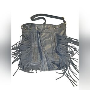 Fringe Shoulder Bag - Blueish Gray